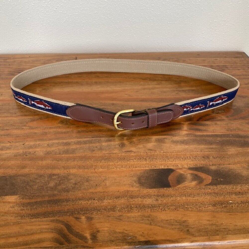 Zep-Pro Navy and Beige Canvas Cloth Fish Belt - Size 40